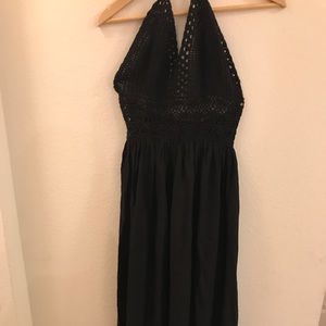Black Crochet Maxi Dress / Coverup